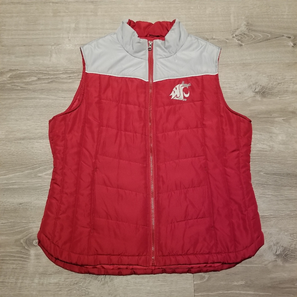 G III Carl Banks WSU Cougars Zip Up Vest Womens Size XL Red & Gray
